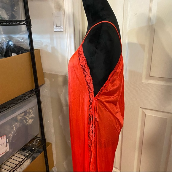 Vintage Maxi Nighty lace Gown Red Light scoop neck open sides S-M size pajamas - Picture 7 of 11